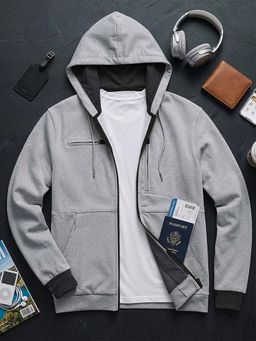 Bewakoof - Men Bleach Melange Travel Reversible Hoodie