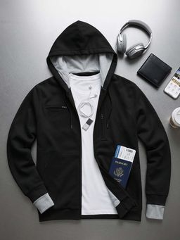 Bewakoof - Men Black Reversible Zipper Airport Hoodie