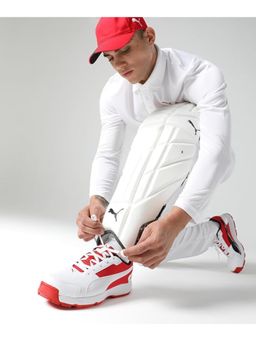 Puma - Men Cricket High Run White Burnt Red Black Cricket Shoes