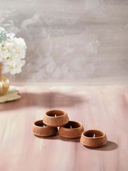 Fabindia - Brown Ish Spinning Clay Tlite Holder (Pack of 2)