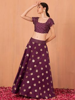 Indya - Purple Sequin Boota Embroidered Lehenga Skirt