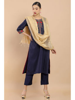 Soch - Green Chanderi Solid Suit Set (set Of 3)