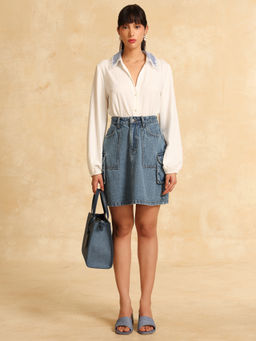 Kazo - Women Woven Embroidered Relaxed Fit White Shirt