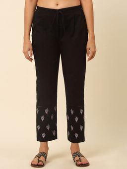 Laado - Black Embroidered Hem Palazzo with Beading Lace Details