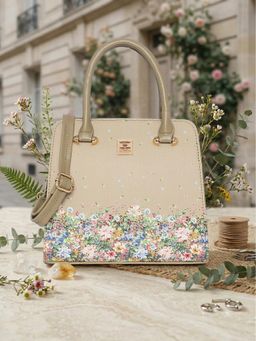 ESBEDA - Beige Multi-Floral Print Handbag with Detachable Strap