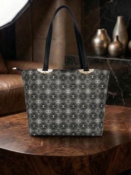 ESBEDA - Grey Stylish Circle Grid Tote Bag