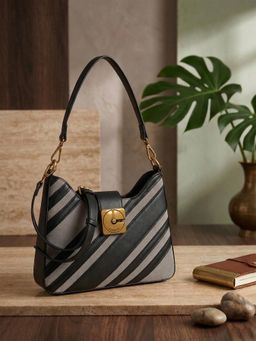 ESBEDA - Grey Bliss Stripe Sling Bag with Detachable Strap (M)