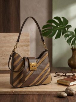 ESBEDA - Brown Bliss Stripe Sling Bag with Detachable Strap (M)