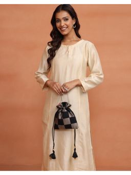 Fabindia - Black Checks Potli Bag