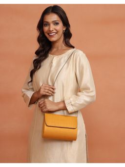 Fabindia - Mustard Clutch with Detachable Strap (M)