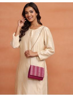 Fabindia - Pink Clutch with Detachable Strap (S)