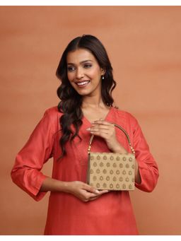 Fabindia - Gold Hand Embroidered Clutch (M)