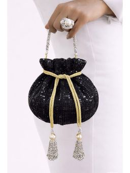BOXWISH BY BHUMIKA - Black Embroidered Potli Bag