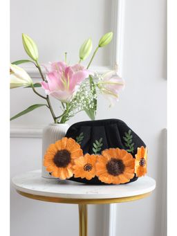 BOXWISH BY BHUMIKA - Black Sunflower Embroidery Clutch