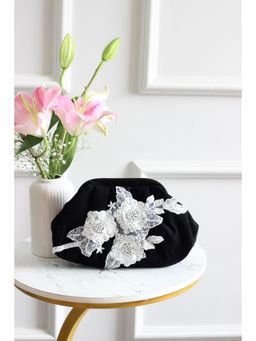 BOXWISH BY BHUMIKA - Black White Floral Sequin Clutch