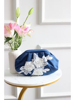 BOXWISH BY BHUMIKA - Blue Denim Floral Sequin Clutch