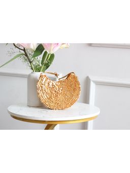 BOXWISH BY BHUMIKA - Gold Textured Half Moon Sling Bag
