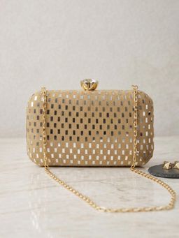 ARTKLIM - Elegant Gold Sequin Clutch with Detachable Strap