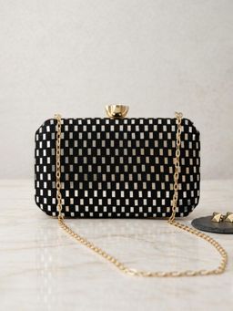 ARTKLIM - Elegant Black Sequin Clutch with Detachable Strap