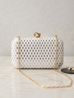 ARTKLIM - Elegant White Sequin Clutch with Detachable Strap