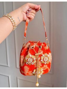 BOXWISH BY BHUMIKA - Orange Embellished Potli Bag