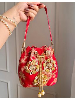 BOXWISH BY BHUMIKA - Red Embellished Potli Bag
