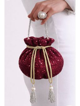 BOXWISH BY BHUMIKA - Maroon Embellished Potli Bag