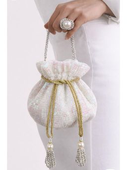 BOXWISH BY BHUMIKA - White Embellished Potli Bag