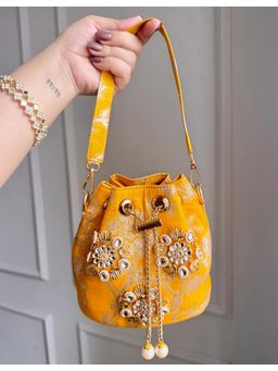 BOXWISH BY BHUMIKA - Yellow Embellished Potli Bag