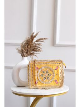 BOXWISH BY BHUMIKA - Yellow Embellished Baguette Sling Bag