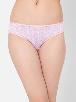 Clovia - Low Waist Printed Bikini Panty In Baby Pink