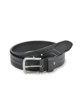 WOODLAND - Black Leather Belt for Men