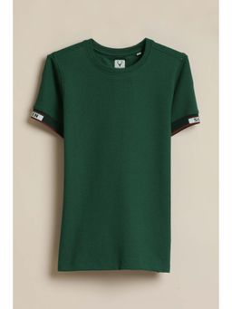 Allen Solly - Boys Green Textured Crew Neck T-shirt