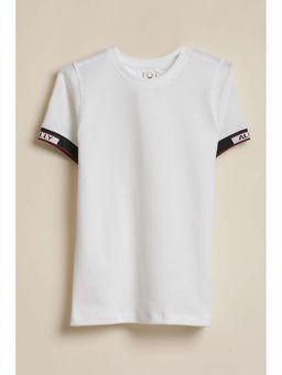 Allen Solly - Boys White Textured Crew Neck T-shirt