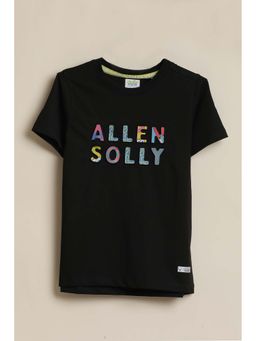 Allen Solly - Boys Black Typograpic Print Crew Neck T-shirt