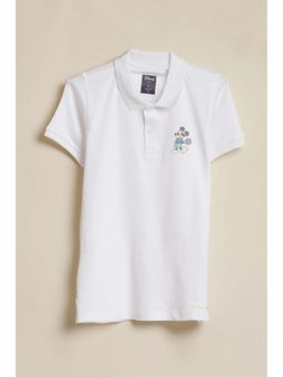 Allen Solly - Boys White Graphic Print Polo Neck T-shirt