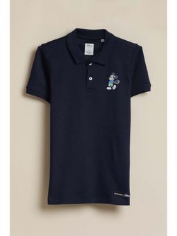 Allen Solly - Boys Navy Graphic Print Polo Neck T-shirt