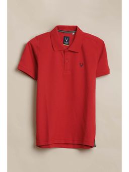 Allen Solly - Boys Red Solid Polo Neck T-shirt
