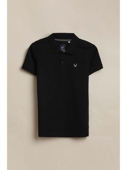 Allen Solly - Boys Black Solid Polo Neck T-shirt