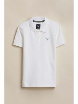 Allen Solly - Boys White Solid Polo Neck T-shirt