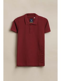 Allen Solly - Boys Maroon Solid Polo Neck T-shirt