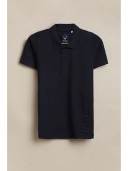 Allen Solly - Boys Navy Solid Polo Neck T-shirt