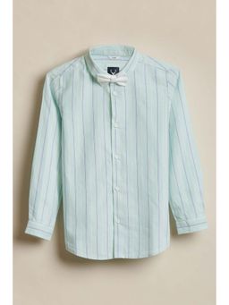 Allen Solly - Boys Green Stripe Party Shirt With Bow