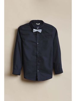 Allen Solly - Boys Navy Solid Party Shirt With Bow
