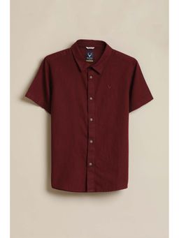 Allen Solly - Boys Maroon Solid Casual Shirt
