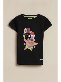 Allen Solly - Girls Black Graphic Print Casual T-Shirt