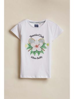 Allen Solly - Girls White Graphic Print Casual T-Shirt