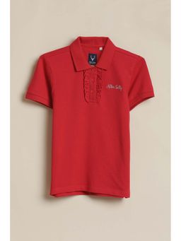 Allen Solly - Girls Red Solid Casual Polo T-Shirt