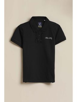 Allen Solly - Girls Black Solid Casual Polo T-Shirt