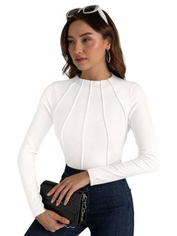 Odette - White Cotton Solid Top for Women